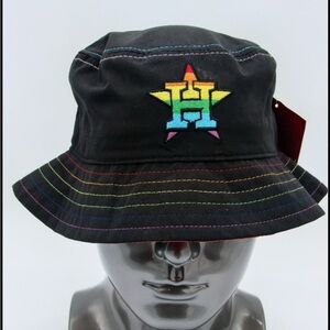NWT Houston Astros Coca Cola Black Bucket Hat Cap with Vibrant Stitching